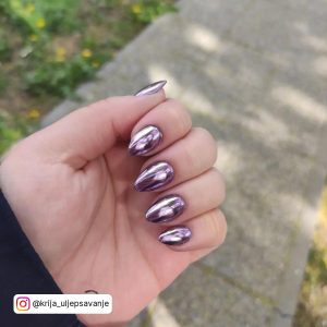 Purple And Chrome Nails