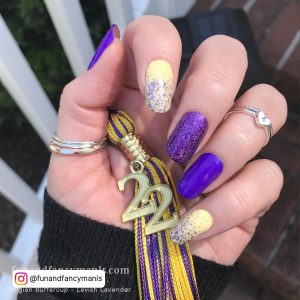 Purple And Gold Christmas Nails