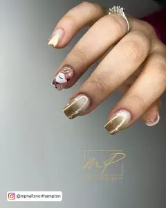 Purple And Gold Christmas Nails