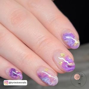Purple And Gold Gel Nails