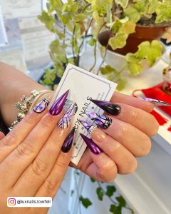 Purple And Gold Marble Nails