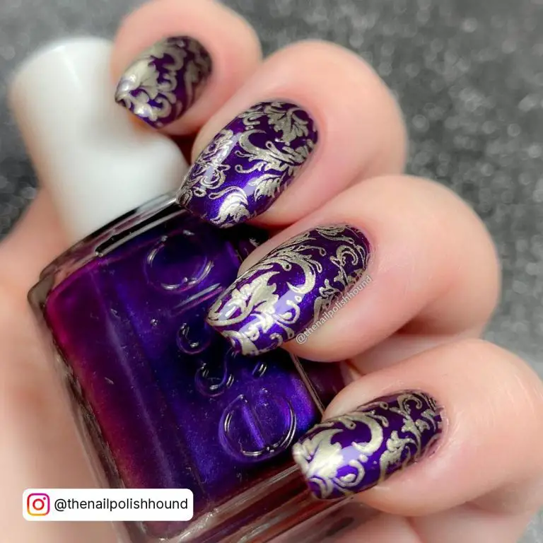 Purple And Gold Nails