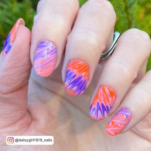 Purple And Orange Acrylic Nails