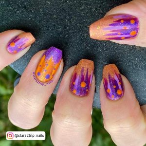 Purple And Orange Nails