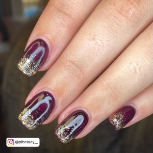 Purple And Rose Gold Nails