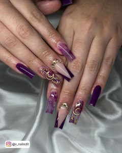 Purple And White Marble Nails