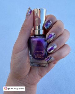 Purple Black And Gold Nail Designs