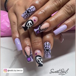 Purple Black Halloween Nails