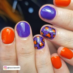 Purple Black Orange Nails
