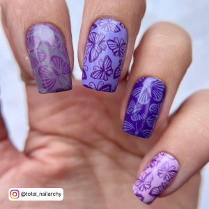 Purple Butterfly Acrylic Nails