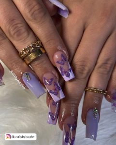 Purple Butterfly Nail Design