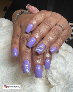 Purple Butterfly Nails Short Coffin
