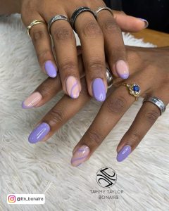 Purple French Almond Nails