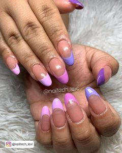 Purple French Tip Almond Nails
