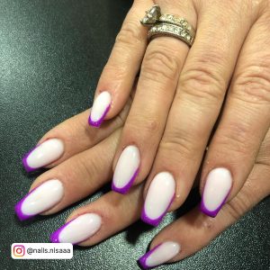 Purple French Tip Coffin Nails