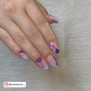 Purple French Tip Nails Almond
