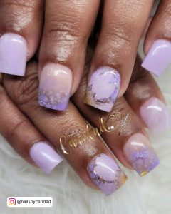 Purple French Tip Short Nails