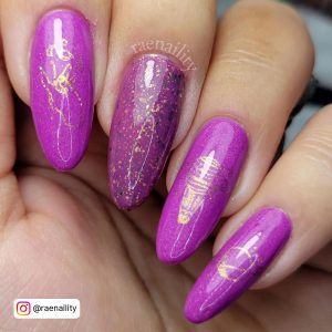 Purple Gold Nail Art