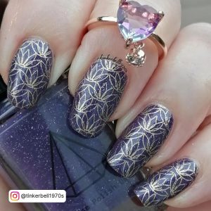 Purple Gold Nails