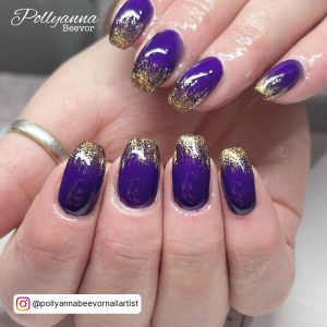 Purple Green Gold Nails