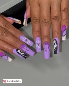 Purple Green Halloween Nails