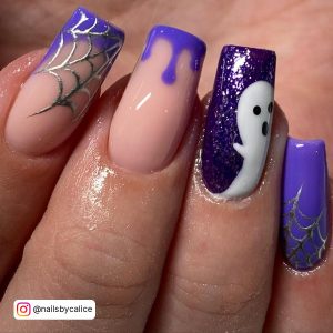 Purple Halloween Acrylic Nails