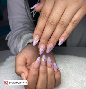 Purple Marble Gel Nails
