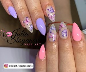 Purple Nails Butterfly