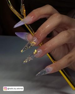 Purple Nails With Gold Tips
