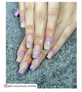 Purple Nails With Marble Design