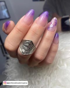 Purple Ombre Nails With Design