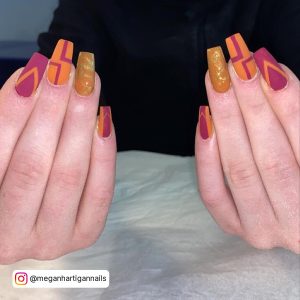 Purple Orange Nails
