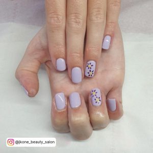 Purple Short Nails With Butterflies