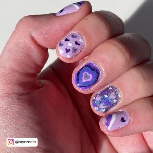 Purple Valentine'S Nails