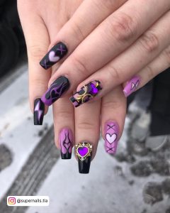 Purple Valentines Nails