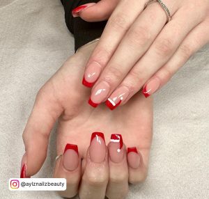 Red Christmas French Nails