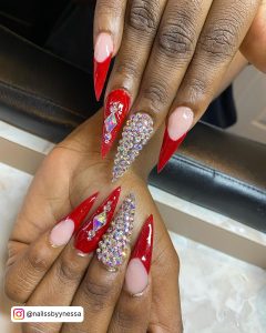 Red French Stiletto Nails