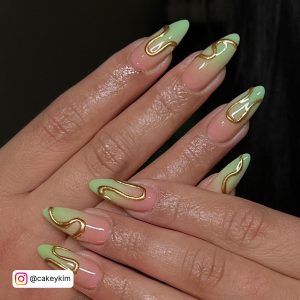 Rose Gold Chrome Coffin Nails