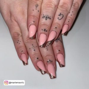 Rose Gold Olive Green Coffin Nails