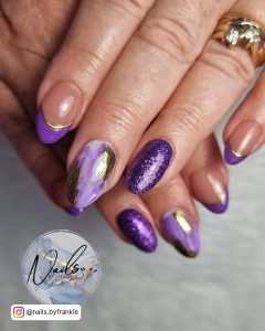 Royal Purple And Gold Nails
