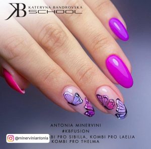 Short Acrylic Nails Butterfly