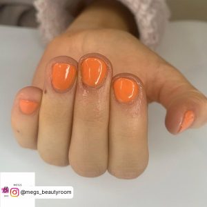 Short Bright Orange Nails