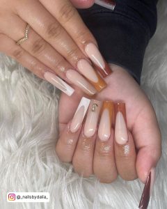 Short Brown French Tip Nails