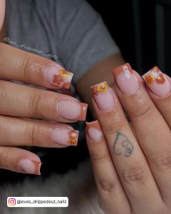 Short Coffin Nails Fall Colors
