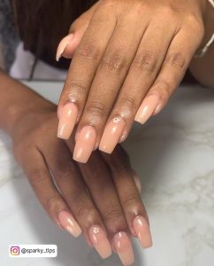 Short Coffin Nude Nails