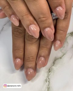 Short Coffin Nude Nails