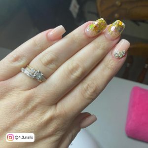Short French Nails With Glitter