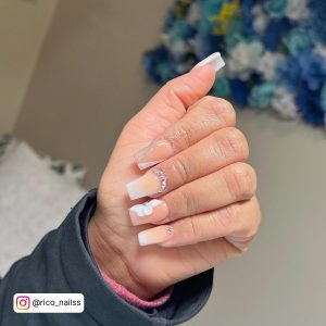 Short French Ombre Nails With Glitter