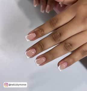 Short French Tip Nails With Design