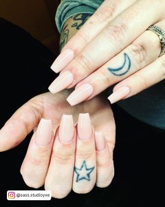 Short Nude Coffin Nails